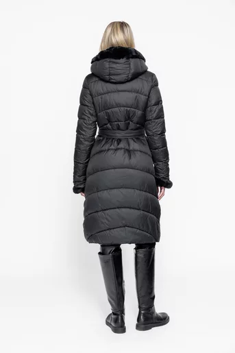 Jachetă lungă decorată cu blaniță neagră JKI1002