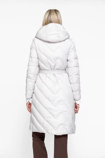 Jachetă lungă la două rânduri de capse ivory JKI1008