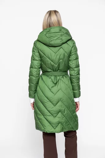 Jachetă lungă la două rânduri de capse verde JKI1008