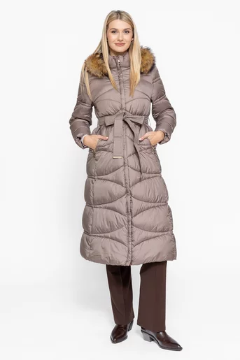 Jachetă lungă taupe JKI1004