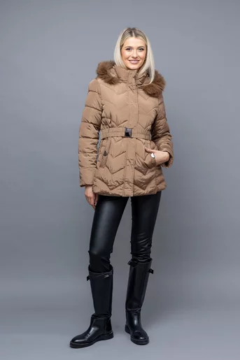 Jacheta medie cu cordon camel M6309