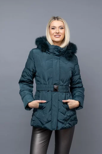 Jacheta medie cu cordon verde petrol M6309