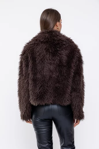 Jachetă scurtă blană artificială maro JBA0902