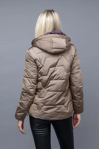 Jacheta scurta cu gluga bej  M6304