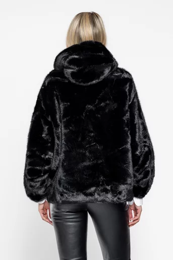 Jachetă scurtă cu mânecile decorate neagră JGK1005