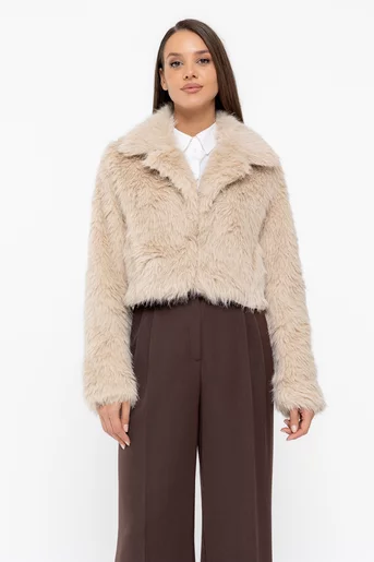 Jachetă scurtă cu rever crestat bej JFI1002