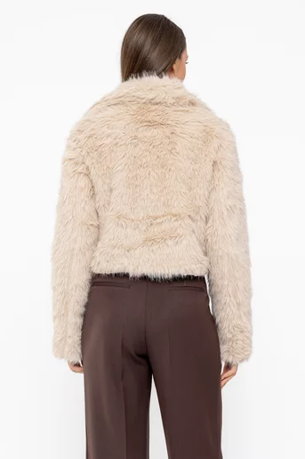 Jachetă scurtă cu rever crestat bej JFI1002