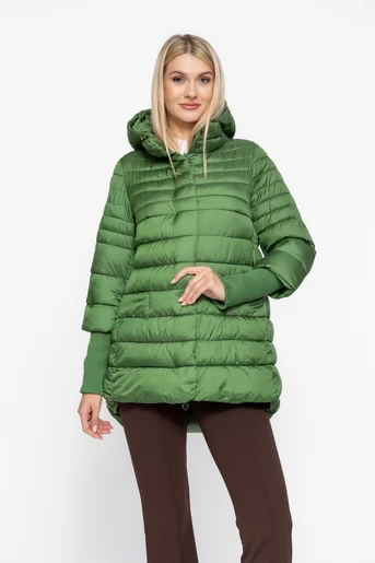 Jacheta verde cu mâneci tricotate JKI1001