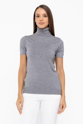 Maletă tricotată cu mânecă scurtă gri BDP1019