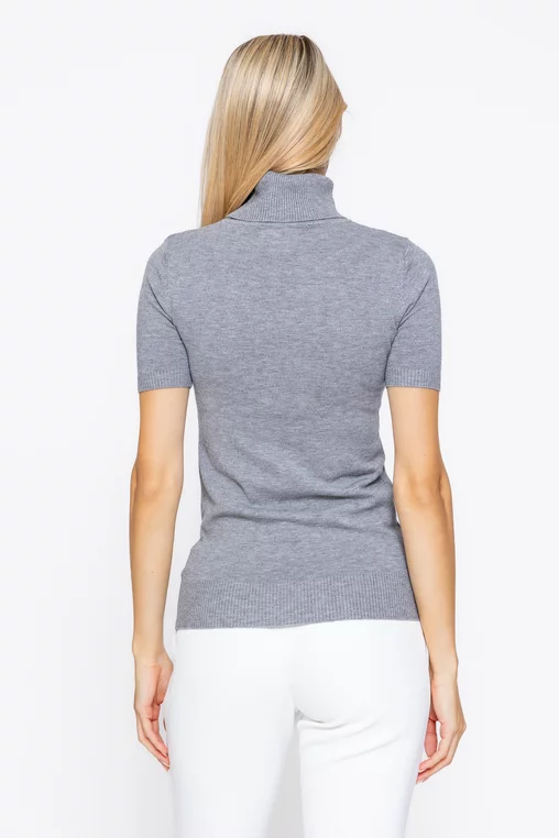 Maletă tricotată cu mâneci scurte gri BSUN1016 thumbnail picture - 