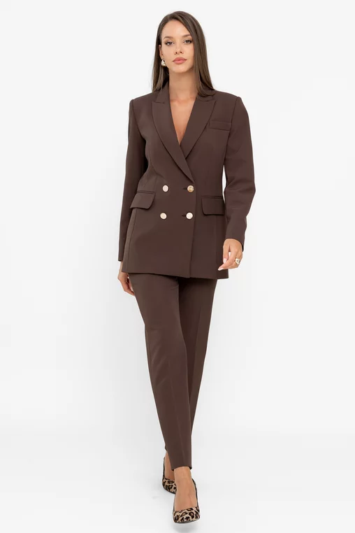 Pantaloni Caramel conic cu un pliu maro P2512 thumbnail picture - 