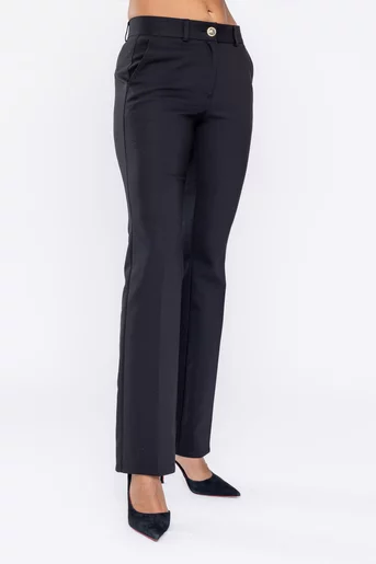 Pantaloni Caramel evazați din bumbac negru P2518