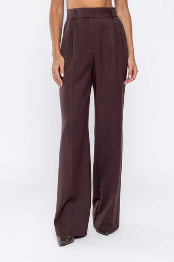 Pantaloni Caramel lejeri cu două pliuri maro P2520