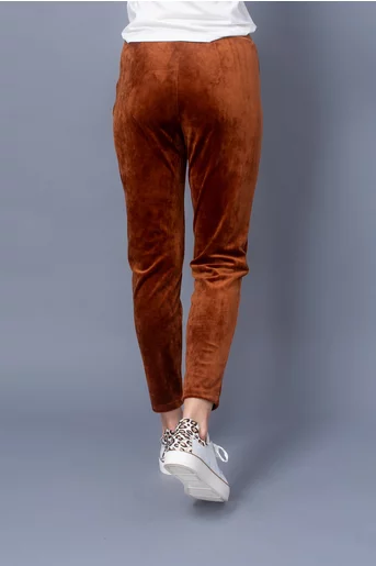 Pantaloni casual catifea plusata maro P2313
