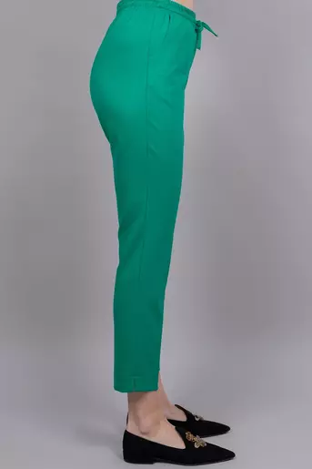Pantaloni casual cu elastic si snur verzi P2305