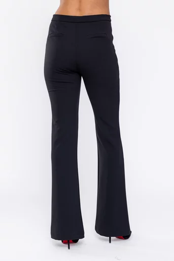 Pantaloni evazați cu dungă cusută negri PKA0903