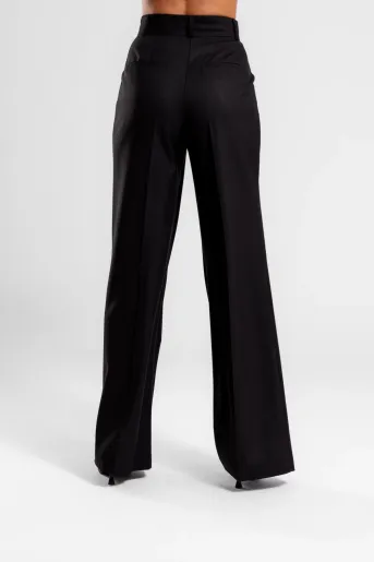 Pantaloni Caramel lejeri cu două pliuri negru P2520