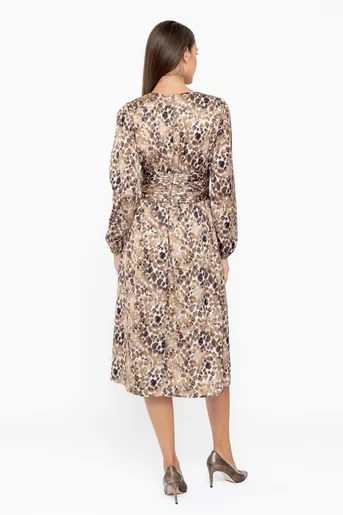 Rochie Caramel cu bandă încrețită muștar R8569