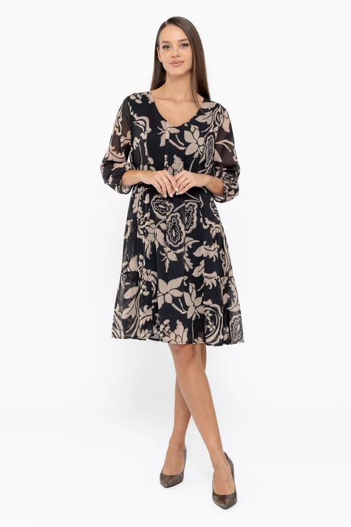 Rochie Caramel cu pliuri verticale bej R8563 thumbnail picture - 