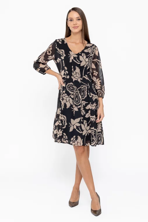 Rochie Caramel cu pliuri verticale bej R8563 thumbnail picture - 