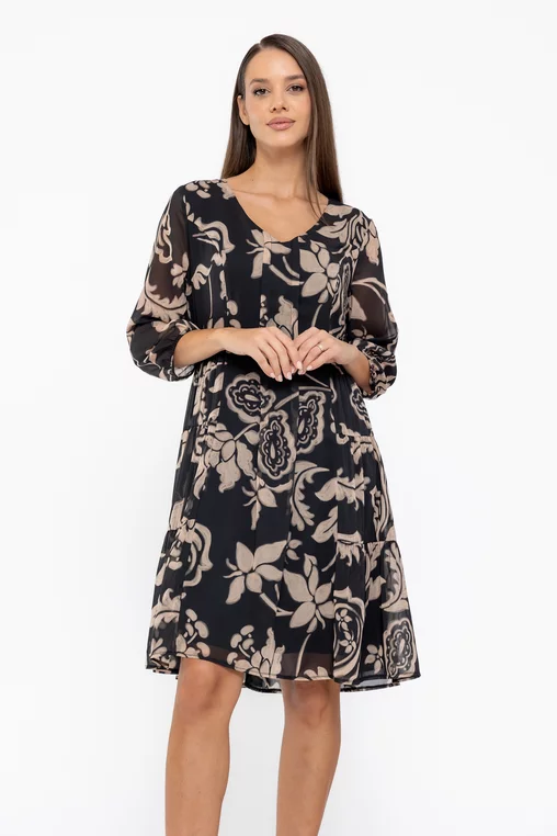 Rochie Caramel cu pliuri verticale bej R8563 thumbnail picture - 