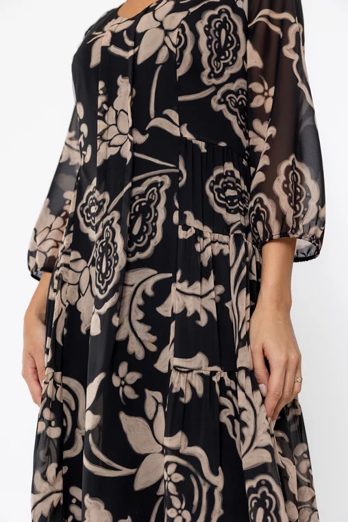 Rochie Caramel cu pliuri verticale bej R8563 thumbnail picture - 