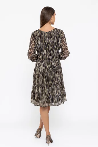 Rochie Caramel cu pliuri verticale kaki R8563