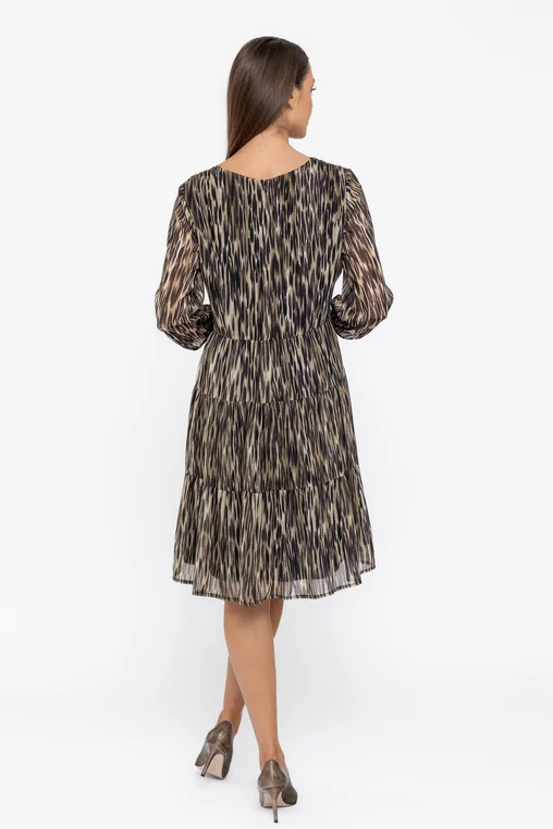 Rochie Caramel cu pliuri verticale kaki R8563 thumbnail picture - 