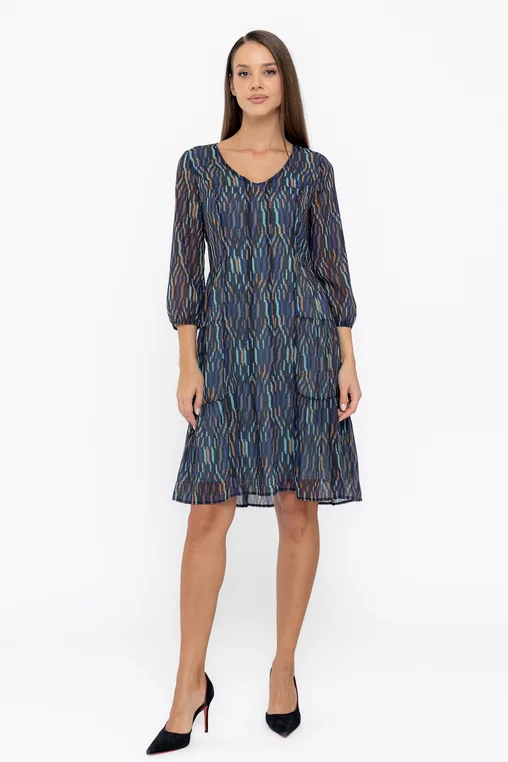Rochie Caramel cu pliuri verticale multicolor R8563 thumbnail picture - 