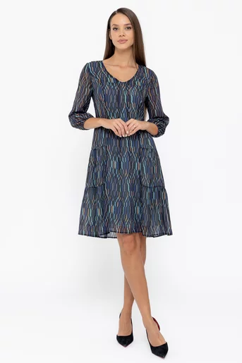 Rochie Caramel cu pliuri verticale multicolor R8563