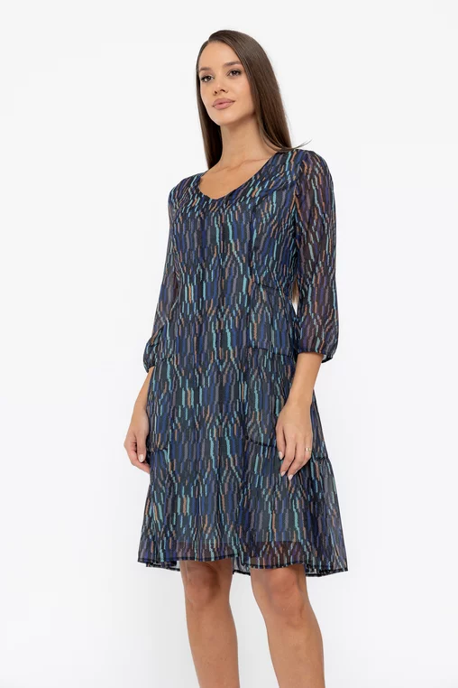 Rochie Caramel cu pliuri verticale multicolor R8563 thumbnail picture - 