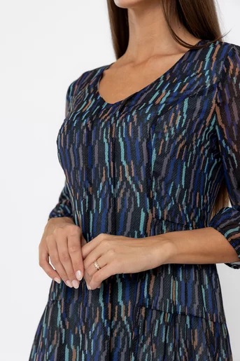 Rochie Caramel cu pliuri verticale multicolor R8563