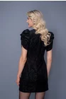Rochie eleganta din catifea cu fir lame si maneci bufante neagra R8368 thumbnail picture - 