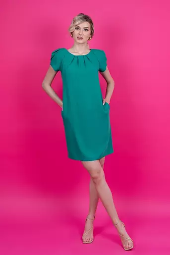 Rochie lejera cu pliuri verde R8315