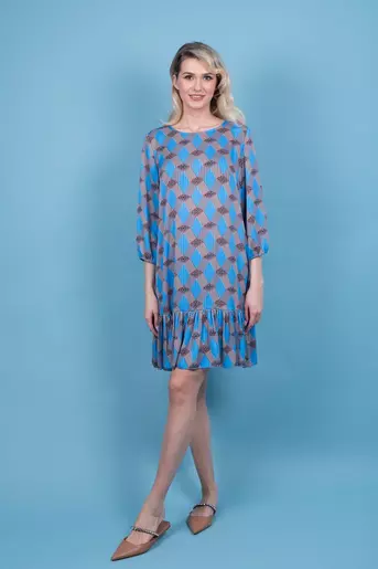 Rochie lejera cu volan albastra  R8325