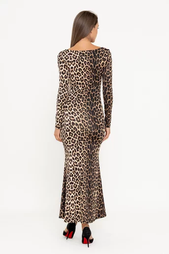 Rochie maxi cu decolteu generos animal print RLO0803