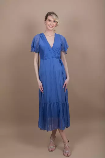 Rochie midi din matase mov M9988