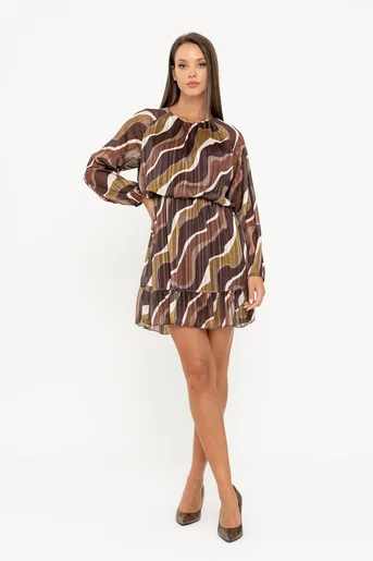 Rochie mini din voal cu talia bluzată olive RLAM0801