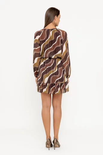 Rochie mini din voal cu talia bluzată olive RLAM0801