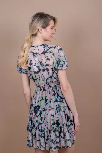 Rochie mini voal imprimat neagra  M9944