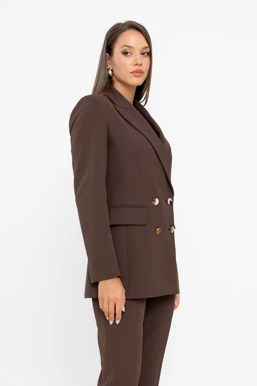 Sacou Caramel double-breasted maro S1513 thumbnail picture - 