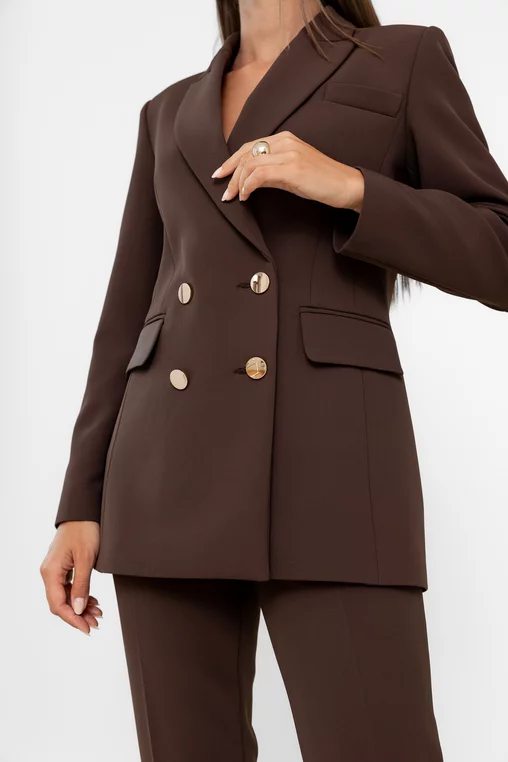 Sacou Caramel double-breasted maro S1513 thumbnail picture - 