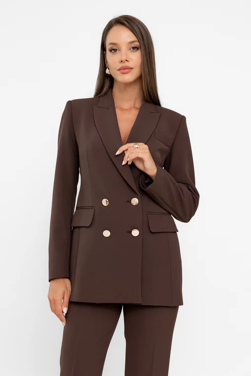 Sacou Caramel double-breasted maro S1513 thumbnail picture - 