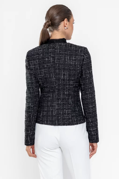 Sacou Caramel elegant cu nasturi perlă negru S1516 thumbnail picture - 