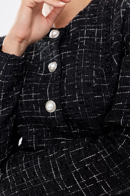 Sacou Caramel elegant cu nasturi perlă negru S1516 thumbnail picture - 