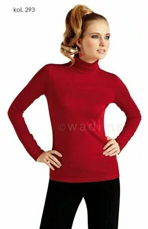 Maleta din vascoza - Bluza dama cu guler rulat -  Wadima 103-234 crem, negru, rosu, marimi S-2XL