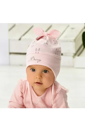 Caciula bumbac pentru fetite 6-18 luni - AJS 44-040 roz
