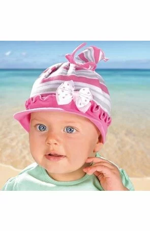 Caciulita de vara din bumbac pentru fetite 6-24 luni - AJS 28-143 roz, fucsia, alb