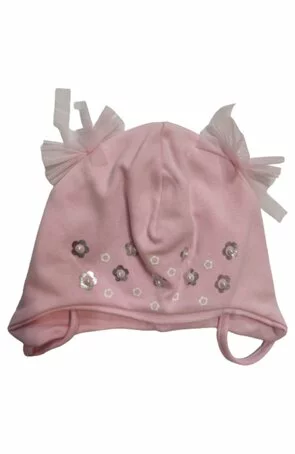 Caciula bumbac pentru fetite 6-12 luni - AJS 40-004 roz