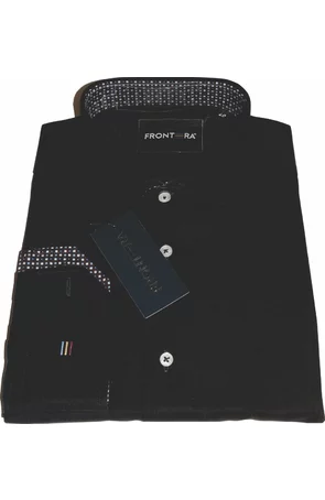 Camasa premium barbati, 100% bumbac, regular fit - FRONTERA - negru dungi cu bezati